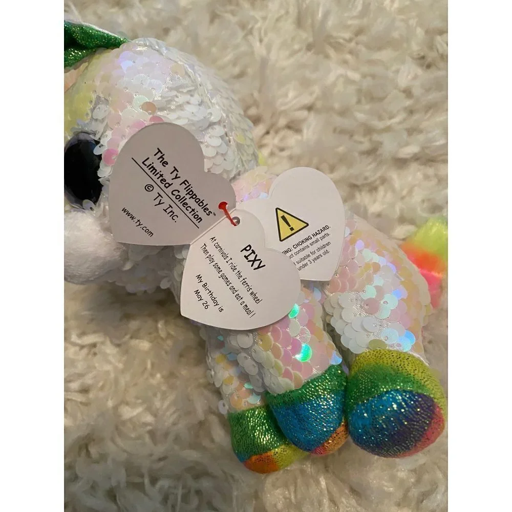 TY FLIPPABLES - PIXY - Sequin Rainbow Unicorn